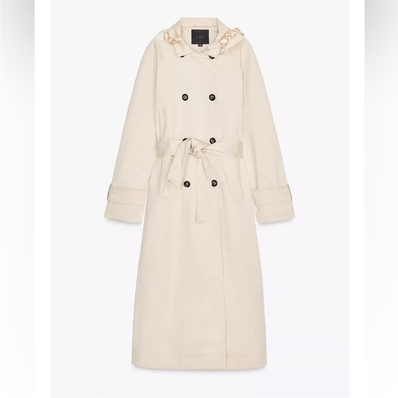 Zara Beige Trench Coat with scarf - Picture 8 of 13